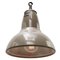Vintage Industrial Beige Metal and Clear Striped Glass Pendant Lamp from Holophane Paris 3