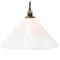 French White Opaline Milk Glass Brass Pendant Lights 4