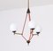Italian Brass Iron and Opaline Glass Ceiling Lamp, 1950s, Image 6