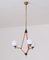 Italian Brass Iron and Opaline Glass Ceiling Lamp, 1950s 3