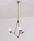 Italian Brass Iron and Opaline Glass Ceiling Lamp, 1950s, Image 3
