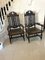 Large Antique Victorian Carved Oak Throne Armchairs , Set of 2 2