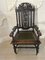 Large Antique Victorian Carved Oak Throne Armchairs , Set of 2 3
