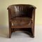 Austrian Half Moon Armchair in Distressed Leather by Josef Hoffmann, 1911, Image 1