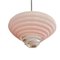 Art Deco Pink Opal Ribbed Glass Hanging Lamp, 1950s 5