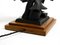 Very Large Iron in the Shape of an Eagle with a Teak Wooden Base Table Lamp, 1940s, Image 12