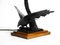 Very Large Iron in the Shape of an Eagle with a Teak Wooden Base Table Lamp, 1940s 7