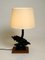 Very Large Iron in the Shape of an Eagle with a Teak Wooden Base Table Lamp, 1940s 4