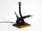 Very Large Iron in the Shape of an Eagle with a Teak Wooden Base Table Lamp, 1940s, Image 6