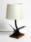 Lampada da tavolo in ferro a forma di aquila con base in teak, anni '40, Immagine 3