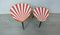 Small Mid-Century German Triangle Shaped Side Tables with White & Red Sunburst Pattern, 1950s, Set of 2 3