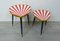 Small Mid-Century German Triangle Shaped Side Tables with White & Red Sunburst Pattern, 1950s, Set of 2 2
