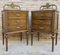 French Walnut and Bronze Bedside Tables or Nightstands, Set of 2 3