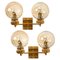 Large Gold-Plated Glass Wall Lights in the Style of Brotto 1