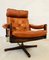 Fauteuil Inclinable Vintage Scandinave en Cuir Cognac 6