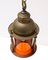Art Nouveau Patinated Brass Lantern with Original Glass Shade, 1900s 7