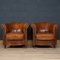 20th Century Dutch Sheepskin Leather Club Chairs, Set of 2 2