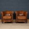 20th Century Dutch Sheepskin Leather Club Chairs, Set of 2, Image 2
