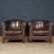 20th Century Dutch Sheepskin Leather Club Chairs, Set of 2 2