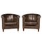 20th Century Dutch Sheepskin Leather Club Chairs, Set of 2 1