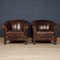 20 Century Oversized Dutch Sheepskin Leather Club Chairs, Set of 2, Image 4