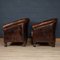 20 Century Oversized Dutch Sheepskin Leather Club Chairs, Set of 2 3