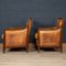 20 Century Dutch Sheepskin Leather Club Chairs, Set of 2 4