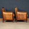20 Century Dutch Sheepskin Leather Club Chairs, Set of 2 6