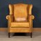 20th Century English Sheepskin Leather Wingback Armchair 2