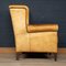 20th Century English Sheepskin Leather Wingback Armchair 5