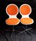 Sillas de comedor vintage de contrachapado pintadas en blanco con asiento y respaldo naranja sobre un marco de metal cromado con salida giratoria, años 70. Juego de 2, Imagen 6