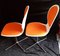 Vintage White Painted Plywood Shell Dining Room Chairs with Orange Seat and Back Cushion on a Chrome-Plated Metal Frame with Rotary Outlet, 1970s, Set of 2 3