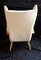 Vintage Ahorn Wood Frame Beige Velour Fabric Cover Wing Chair, 1970s 6