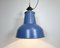 Lámpara de fábrica industrial grande pintada de azul de Elektrosvit, años 60, Imagen 9