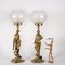 20th Century Gilded Bronze & Glass Table Lamps, Italy, Set of 2 1