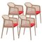 Little Red Contour Beech Wood Vienna Armchairs by Colé Italia, Set of 4 1