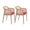 Little Red Contour Beech Wood Vienna Armchairs by Colé Italia, Set of 4 3