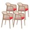 Little Red Contour Beech Wood Vienna Armchairs by Colé Italia, Set of 4 2