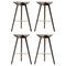 Brown Oak and Brass Bar Stools from By Lassen, Set of 4 1