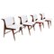 Mid-Century Italian Modern Dining Chairs in Wood & White Fabric, 1960s, Set of 4 1