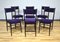 Wooden and Purple Velvet Dining Chairs, Italy, 1950s, Set of 6 4