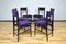 Sedie da pranzo in legno e velluto viola, Italia, anni '50, set di 6, Immagine 3