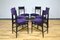 Wooden and Purple Velvet Dining Chairs, Italy, 1950s, Set of 6 3