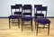 Wooden and Purple Velvet Dining Chairs, Italy, 1950s, Set of 6 5