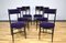 Wooden and Purple Velvet Dining Chairs, Italy, 1950s, Set of 6 1