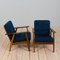 Mid-Century Danish Armchairs in Oak, Teak and Blue Wool Upholstery, 1960s, Set of 2 4