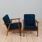 Mid-Century Danish Armchairs in Oak, Teak and Blue Wool Upholstery, 1960s, Set of 2, Image 4