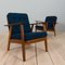 Poltrone Mid-Century in quercia, teak e lana blu, Danimarca, anni '60, set di 2, Immagine 10