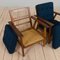 Mid-Century Danish Armchairs in Oak, Teak and Blue Wool Upholstery, 1960s, Set of 2, Image 12