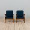 Mid-Century Danish Armchairs in Oak, Teak and Blue Wool Upholstery, 1960s, Set of 2 8